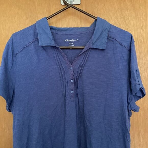 NWOT Womens Eddie Bauer Tall XL short sleeve button top with collar - Picture 4 of 5